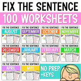 Fix the Sentence Worksheets, Sentence Editing Practice, Se