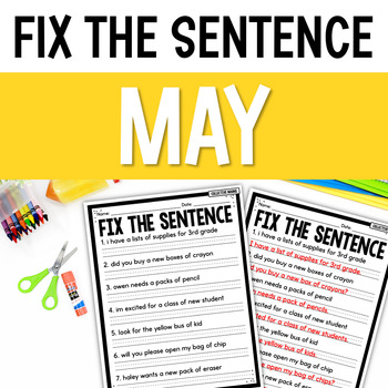 Preview of Fix the Sentence Pack - Capitalization, Punctuation and More Worksheets | May