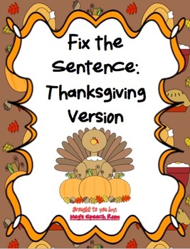 Preview of Fix the Sentence: Thanksgiving