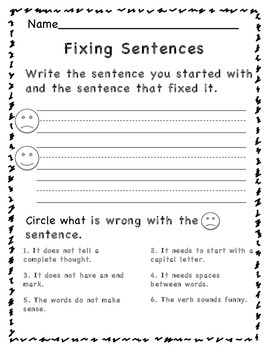 Fix the Sentence group activity by Jennifer Sifers | TPT