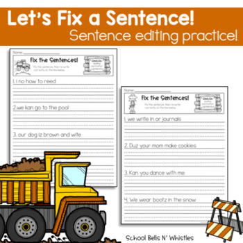 Let's Fix a Sentence/Sentence Editing Practice by School Bells N Whistles
