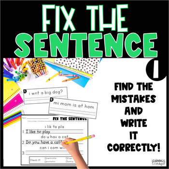 Preview of Fix the Sentence | Word Work | Editing Practice