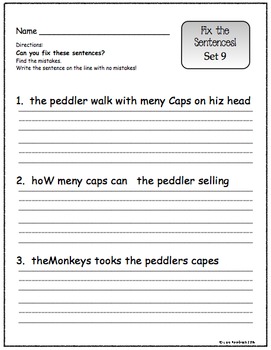 fix the sentences for second graders by lisa rombach tpt