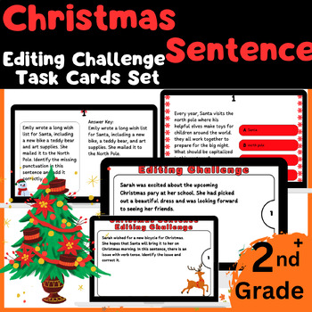 Preview of Fix the sentence activities | 80 Christmas Task Cards for Sentence Editing