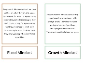 Preview of Fixed VS Growth Mindset Montessori Lesson & Material