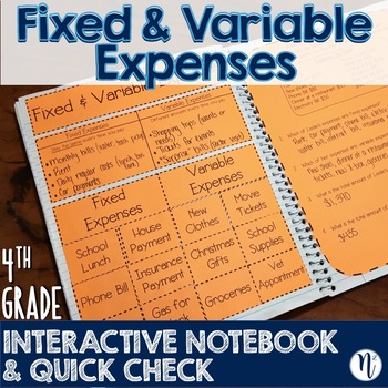 Preview of Fixed & Variable Expenses Interactive Notebook Activity & Quick Check TEKS 4.10A