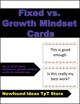 Preview of "Fixed vs. Growth Mindset" flash cards