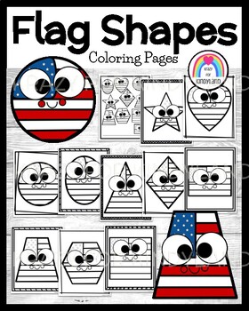 Preview of Flag Coloring Pages - Shape Activity - Veterans, Presidents, 4th Math Center