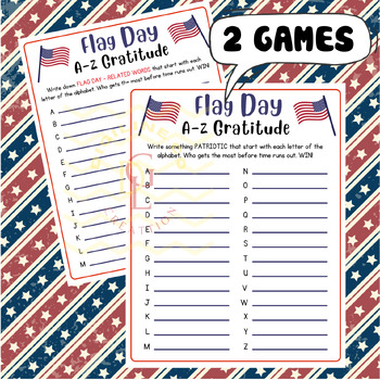 Preview of Flag Day A-Z Gratitude Word race game Alphabet ABC activity early finishers 7th