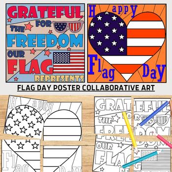 Preview of Flag Day Collaborative Art Poster I End of the Year Craft I Bulletin Board Ideas