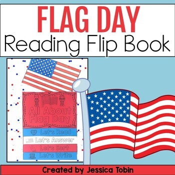 Preview of Flag Day Reading and Writing Flip Book with Craft Book Topper - American Flag