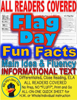 Preview of Flag Day Fun Facts Close Reading Leveled Passages Differentiated Main Idea &More
