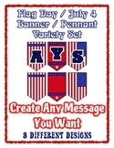 Flag Day July 4th Independence Celebration Banner Chevron 