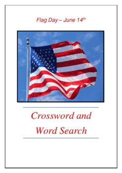 Preview of Flag Day June 14th - Crossword Puzzle Word Search Bell Ringer Birthday Gift