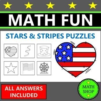 Preview of Flag Day Math Patriotic Red White and Blue Themed Activities
