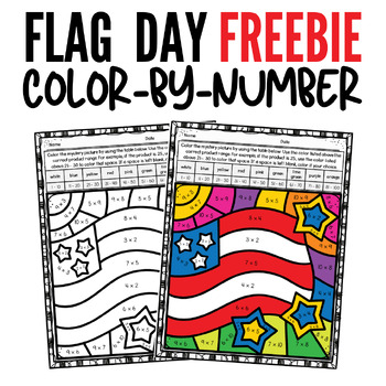 Preview of Flag Day Multiplication Color by Number Freebie