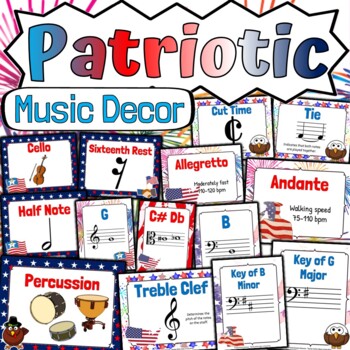Preview of Flag Day Music Classroom Decor | BUNDLE | Memorial Day or Flag Day Theme
