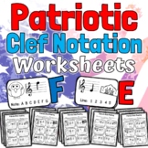 Flag Day Music Worksheets | USA Theme Clef Notation Activities