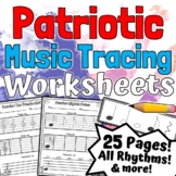 Flag Day Music Worksheets | USA Theme Music Tracing Activities