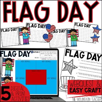 Preview of Flag Day Reading Comprehension Activities, Writing, Webquest & Craft
