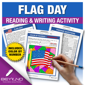 Preview of Flag Day Reading and Writing Activity - 7th-9th Grade - Color By Number