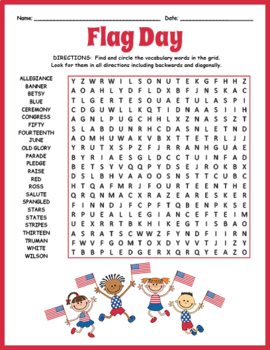 no prep national flag day word search puzzle worksheet activity tpt