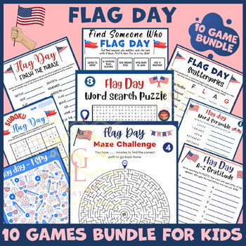Preview of Flag Day icebreaker game BUNDLE main idea activity independent work small groups