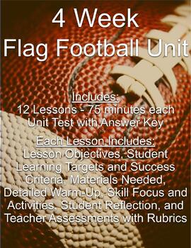 Preview of Flag Football - Complete 4 Week Unit - 12 Lessons and Unit Test