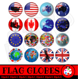 Flag Globes Diverse World Clip Art