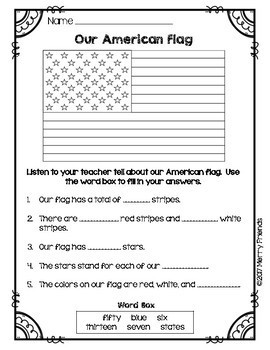 American Flag and Capital Worksheets Test and Answer Keys by Merry Friends