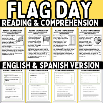 Preview of Flag day | American Flag | Reading Comprehension Passages bundle | 1st to 3rd