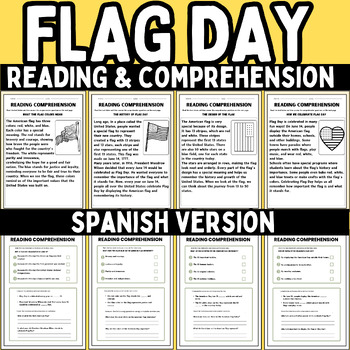 Preview of Flag day | American Flag | spanish Reading Comprehension Passages | 1st to 3rd