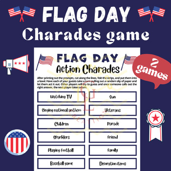 Preview of Flag day Charades game brain breaks Classroom Management Activities primary 5th