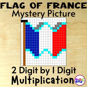 Preview of Flag of France 2 Digit by 1 Digit Multiplication Mystery Picture  Activity