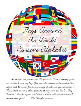 Preview of Flags Around the World Themed Cursive Alphabet
