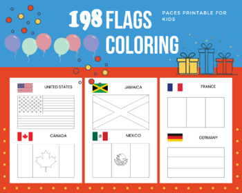 Preview of Flags Coloring Pages Printable for Kids | PDF File US Letter | Instant Download