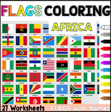 Flags Coloring Pages of Africa Countries with Names Worksheets