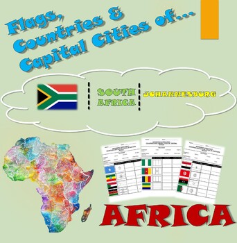 Preview of Flags, Countries and Capital Cities: Africa Bundle (5 worksheets, 60%+ off)