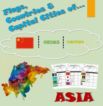 Preview of Flags, Countries and Capital Cities: Asia Bundle (5 worksheets, 60%+ off)