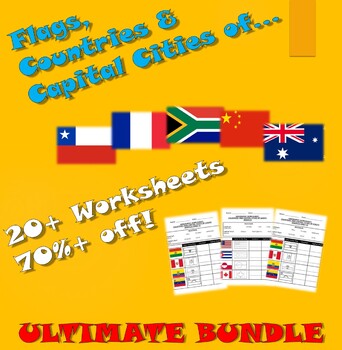 Preview of Flags, Countries and Capital Cities: Ultimate Bundle (20+ worksheets, 70%+ off)