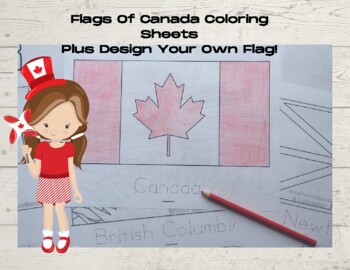 Preview of Flags Of Canada And Provinces Coloring Pages, Plus Design Your Own Flag Project