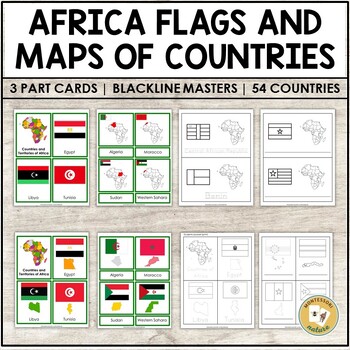 Preview of Flags of Africa Countries and Territories 3 Part Cards Blackline Masters