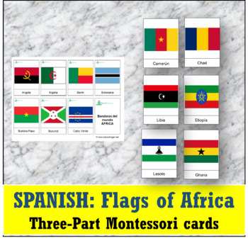 Preview of Flags of Africa: SPANISH Montessori cards