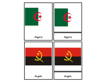 Preview of Flags of Africa Three Part Cards