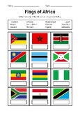 Flags of Africa Worksheet with Answer Key