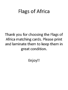 Preview of Flags of Africa matching cards