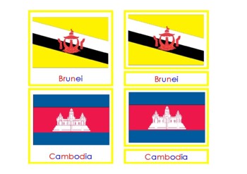 Preview of Flags of Southeast Asia 3-Part Cards Montessori Geography
