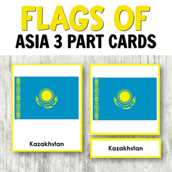 Preview of Montessori Flags of Asia 3-Part Cards for Geography Activities