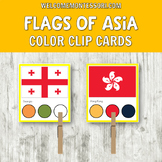 Flags of Asia Color Clip Cards for Montessori Geography Ac