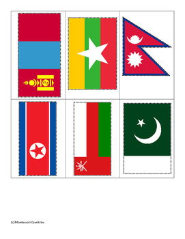 Preview of Flags of Asia ~ Pin Poke Cards ~ Fine Motor Skills